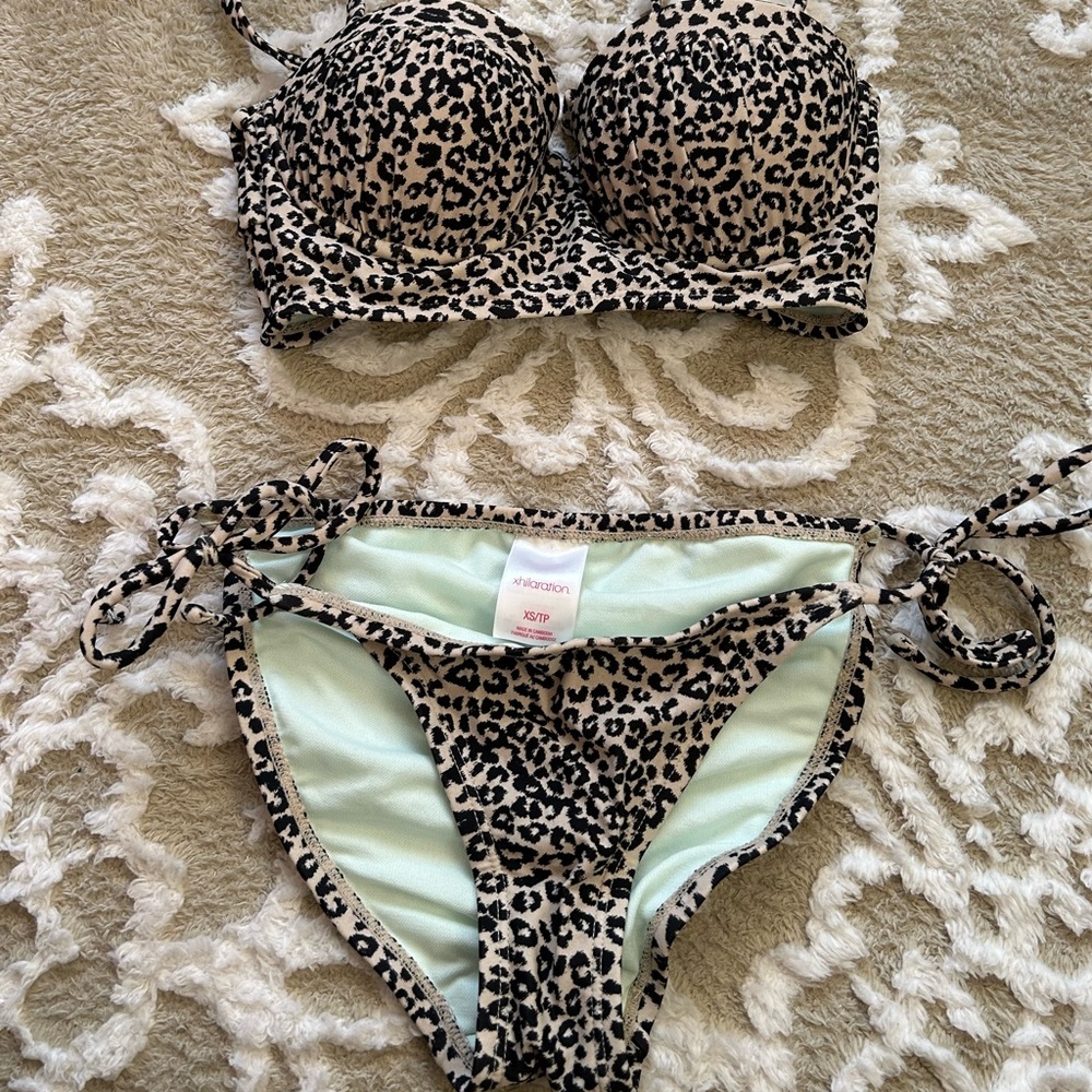Xhilaration. Leopard print swimsuit XS
